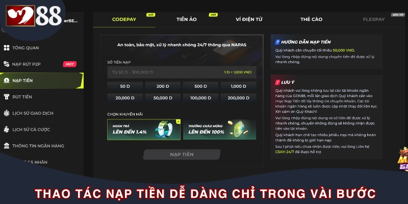 Hướng dẫn nạp tiền M88 với 4 bước dễ dàng